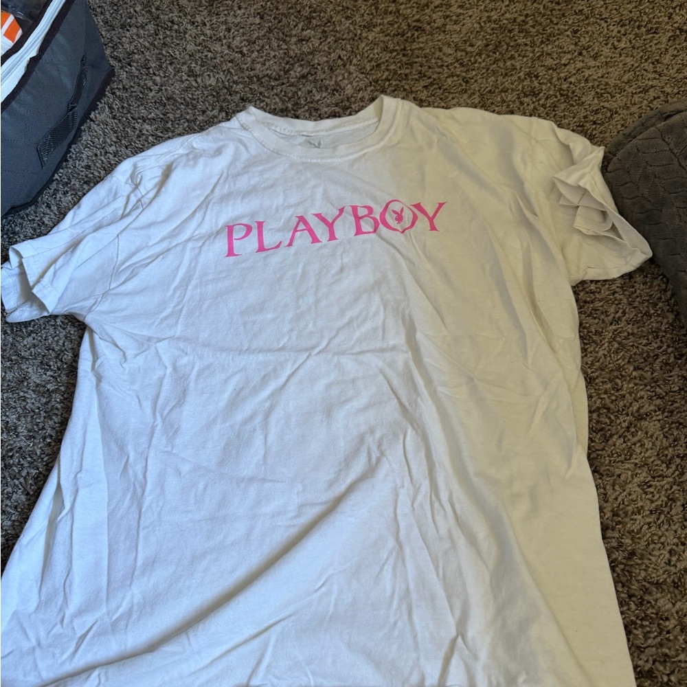 PLAYBOY White Tee with Pink Accents